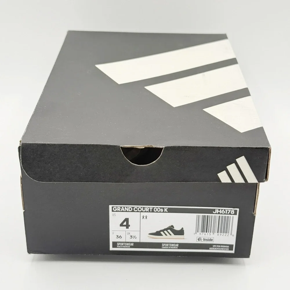 Adidas Grand Court 00s Size 4 Kids Black/White JH6178, NEW